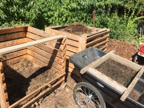 Compost bins and sifter on smartcart